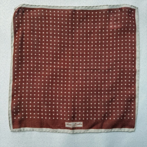 Reiss London 100% Wool Square Polka Dot Brown White Handkerchief Scarf Italy - Picture 1 of 4